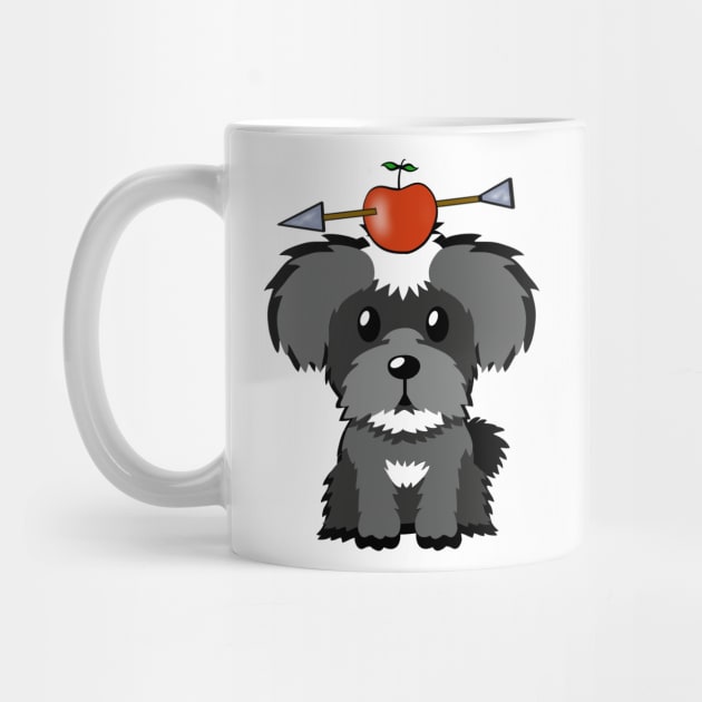 Funny Schnauzer is playing william tell with an apple and arrow by Pet Station